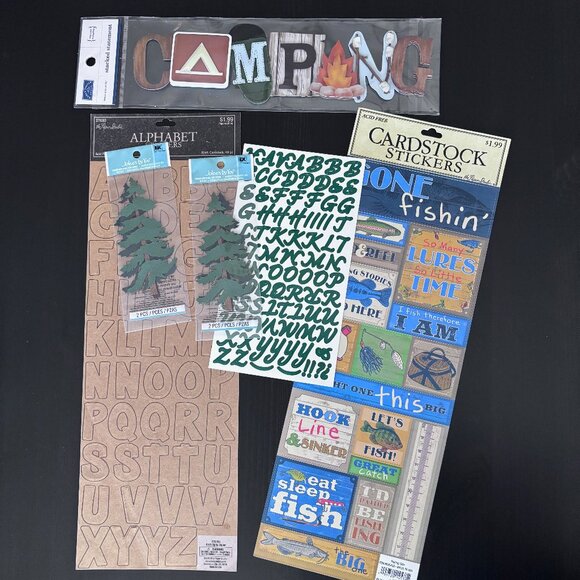 Camping and Fishing Bundle of 6 Sticker Packs - Picture 1 of 6